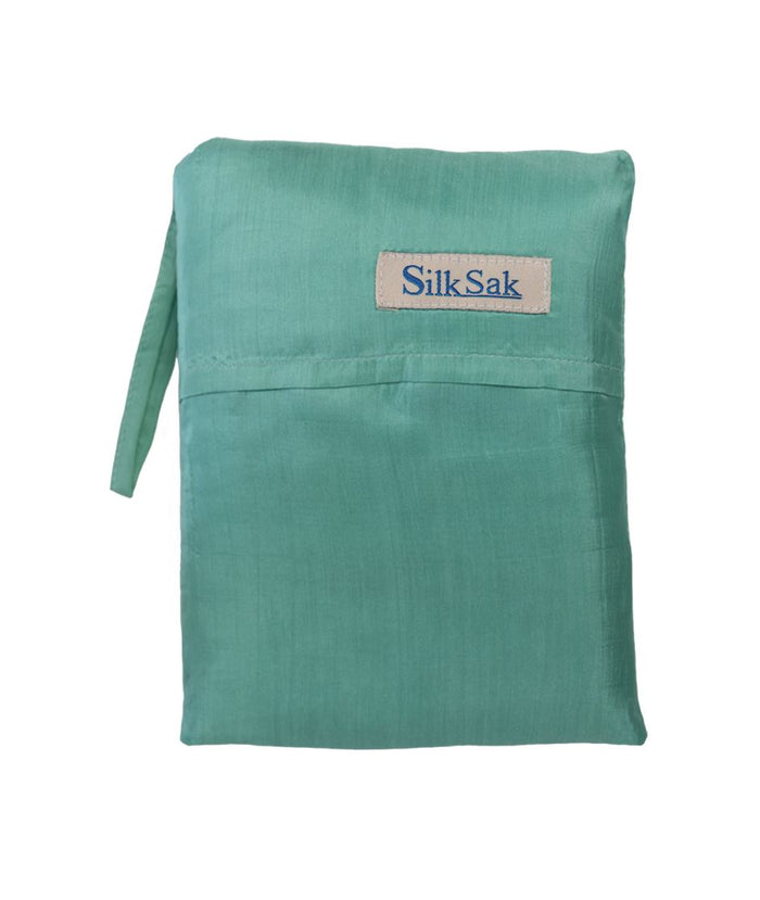 100% pure parachute silk Sleeping Bag Liner (Silksak)  with slot for Pillow in Light Green