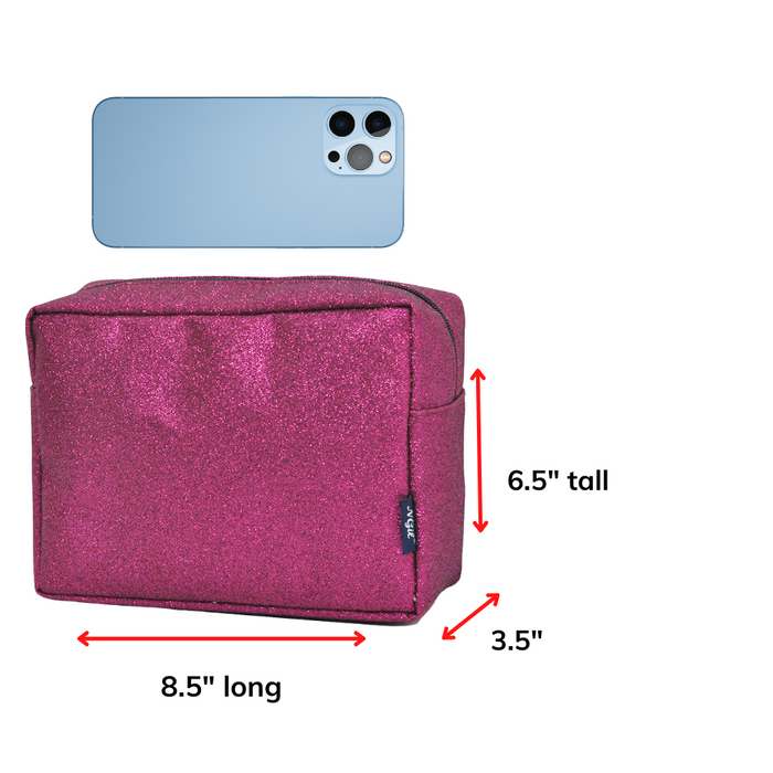 glitter cosmetic pouch, NGIL makeup bag, cheer makeup pouch, dance toiletry bag, gymnastics travel bag, beauty pageant pouch, competition cosmetic case, travel makeup organizer, glitter toiletry bag, small travel pouch, zip top cosmetic case, glitter carry-on bag, dancer makeup case, cheerleader pouch, gymnast toiletry bag, compact glitter bag, makeup bag for travel, glitter gift pouch, sparkle cosmetic bag, overnight toiletry pouch, portable beauty bag, glitter storage pouch