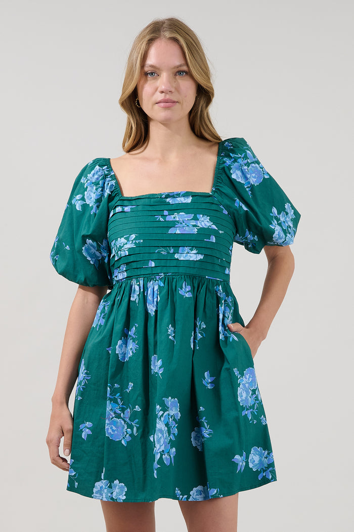 Pleated Mini Dress Denise Floral