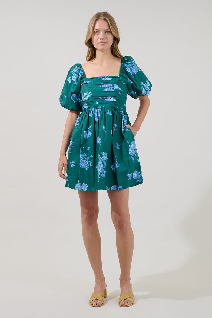 Pleated Mini Dress Denise Floral