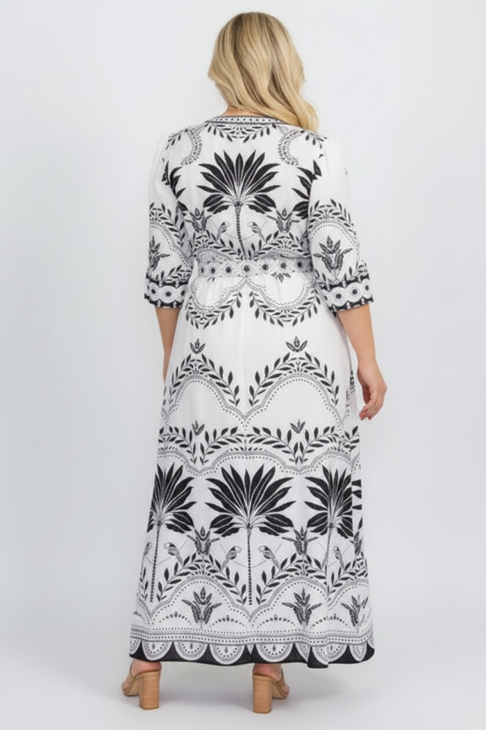 Plus Size Flower Print Maxi Dress