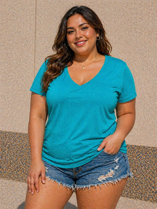 Plus Size Shirt Top Short Sleeve Basic Crop Top T-shirt Tank