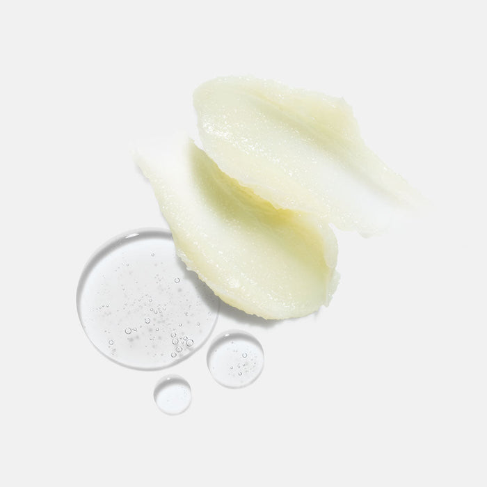 Close-up of a creamy, smooth skincare texture with clear hydrating droplets, representing the Polish & Plump Face Peel Kit | HydroPeptide for refreshing and revitalizing skin.