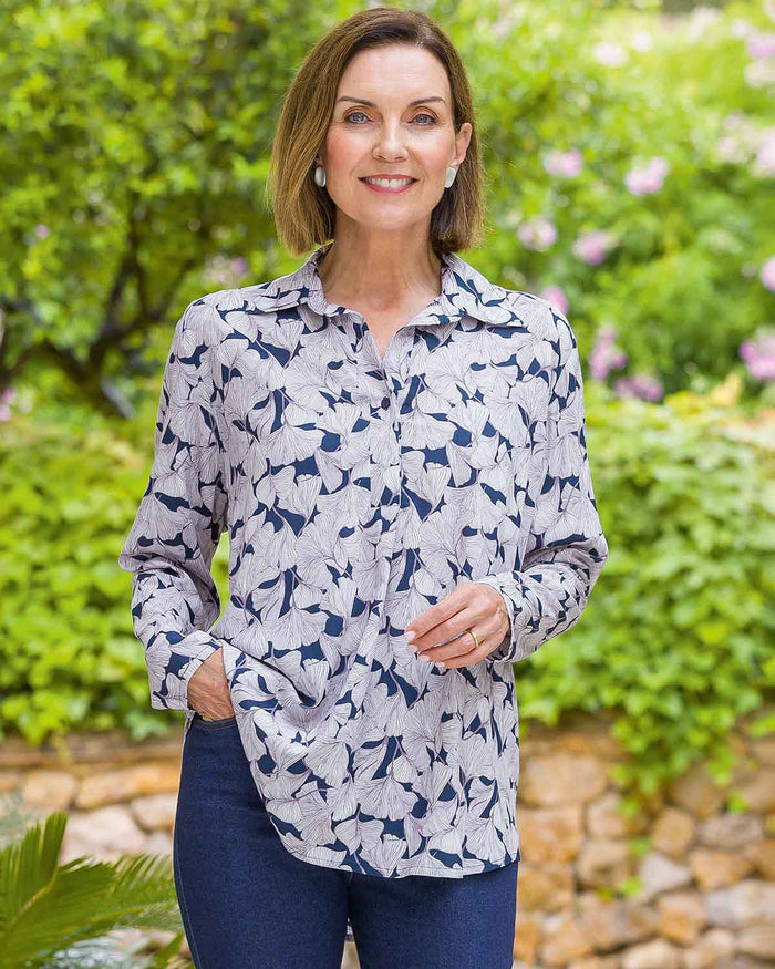 Prilla Patterned Viscose Long Sleeve Blouse - Country Collection
