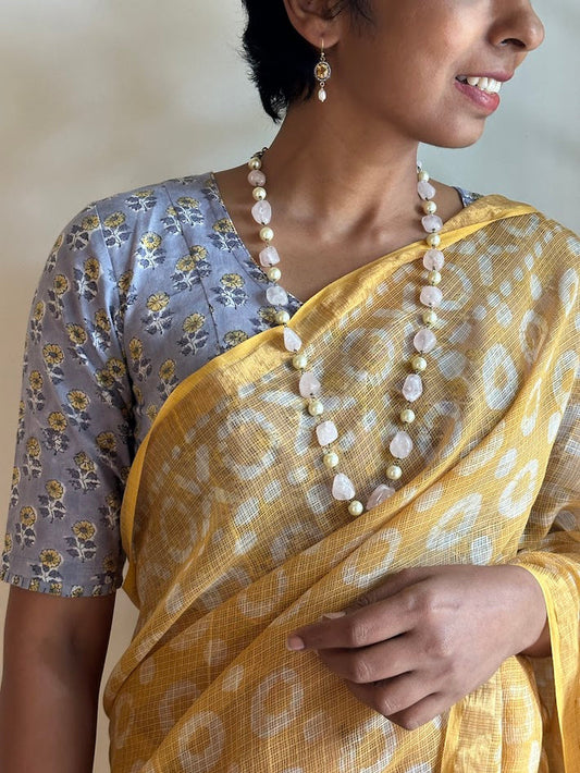 Printed Cotton Blouse - Grey