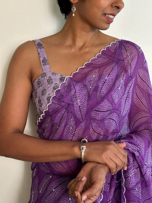 Printed Sleeveless Cotton Blouse - Lilac