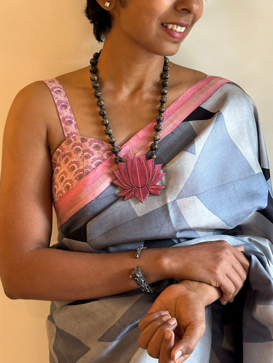 Printed Sleeveless Cotton Blouse - Pink