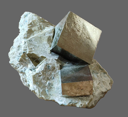 Pyrite Cubes on matrix. Stunning Rare Lustrous. Graded PREMIUM (aka Fools Gold)