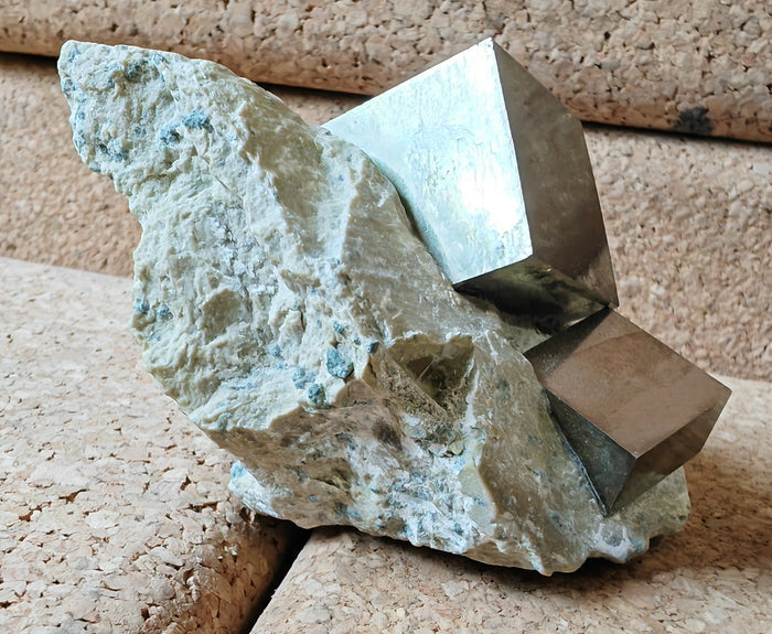 Pyrite Cubes on matrix. Stunning Rare Lustrous. Graded PREMIUM (aka Fools Gold)
