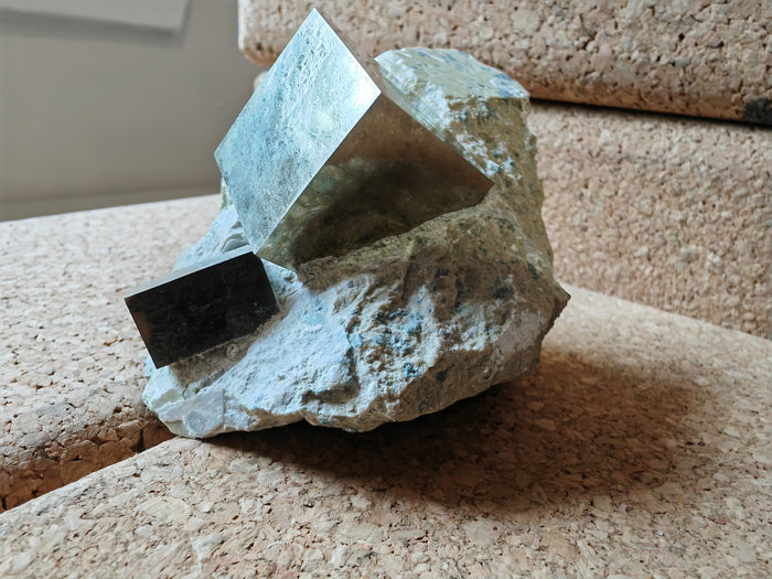 Pyrite Cubes on matrix. Stunning Rare Lustrous. Graded PREMIUM (aka Fools Gold)