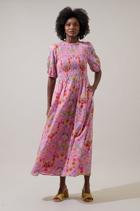 Ramsie Floral Bermy Smocked Maxi Dress