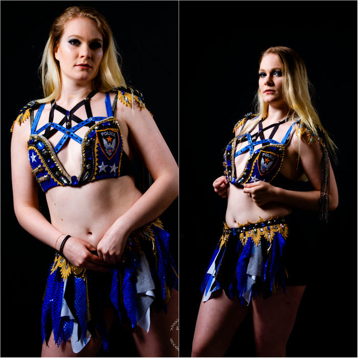 Ready to Ship 34D/DD S/M Bottom - Officer Security Cosplay Dance Costume Plunge Bra Halloween