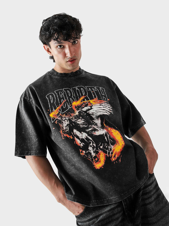 REBIRTH acid washed tee couple lifestyle shot streetwear Pakistan – GROOVY