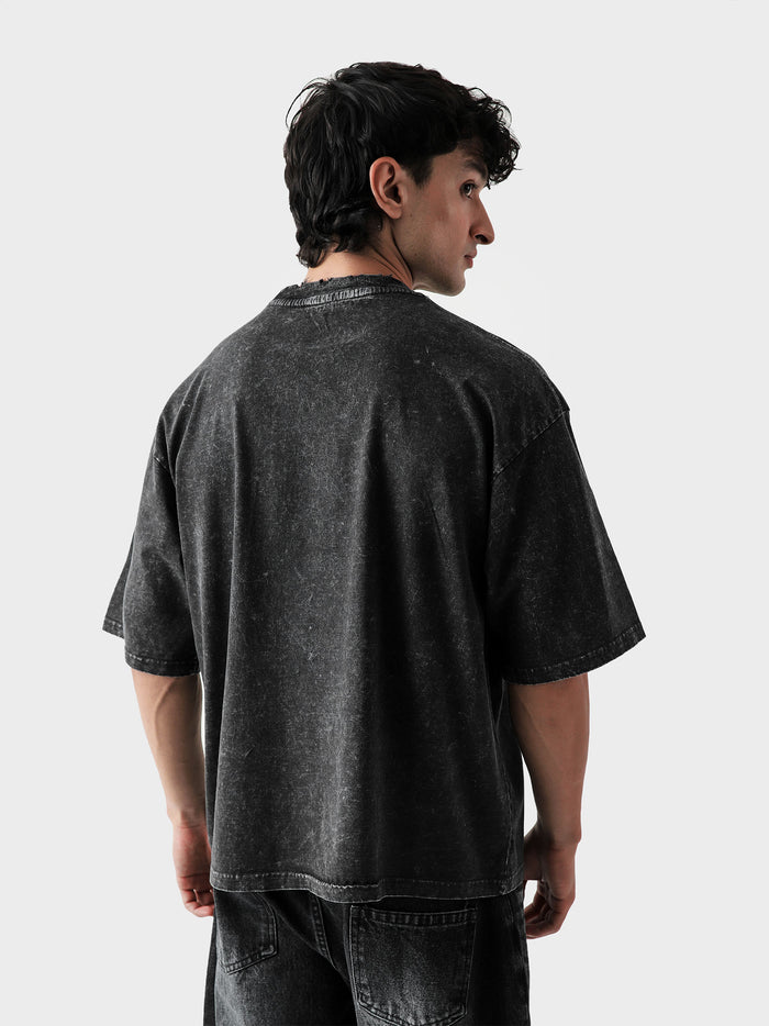 REBIRTH acid washed t-shirt male model side angle graphic streetwear Pakistan – GROOVY