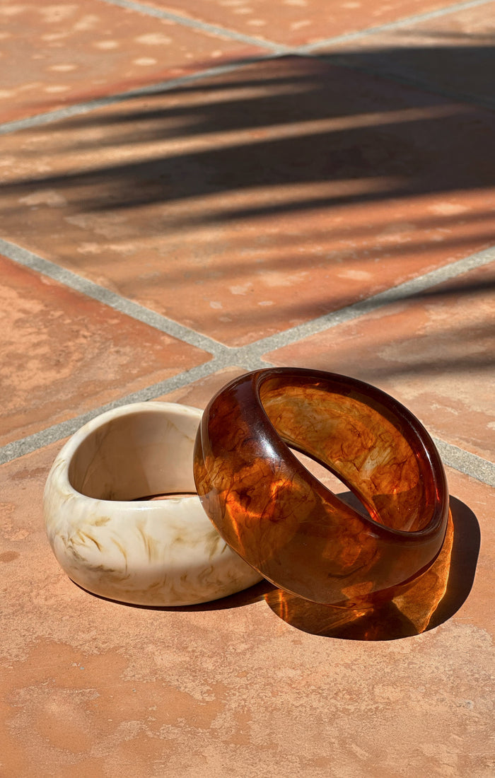 Resin Bangle Set ~ Cream & Brown