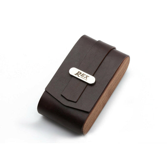 Rex Ambassador Safety Razor Travel Case Walnut and Horween Leather - Grown Man Shave