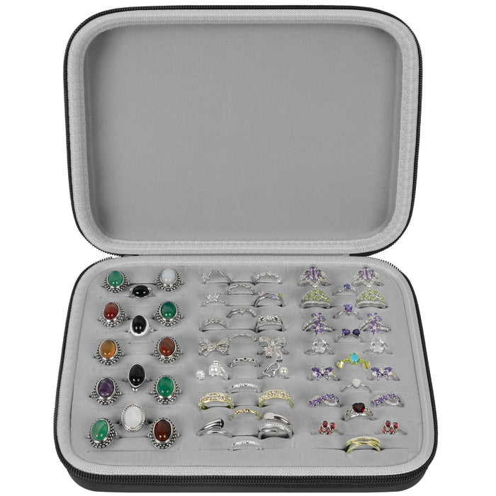 42-Slot Ring & Jewelry Organizer Case | ALKOO – black – protective case product view
