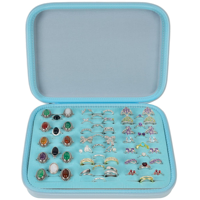 42-Slot Ring & Jewelry Organizer Case | ALKOO – blue – protective case product view