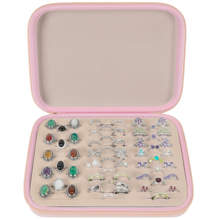 42-Slot Ring & Jewelry Organizer Case | ALKOO – pink – protective case product view