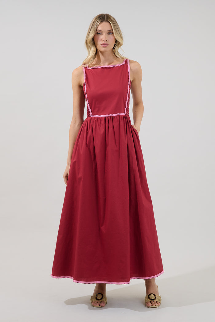 Romance Sleeveless Heart Trim Maxi Dress