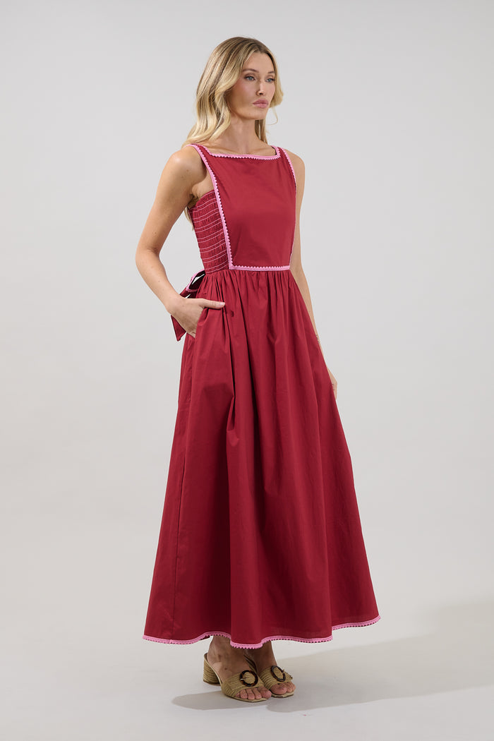 Romance Sleeveless Heart Trim Maxi Dress