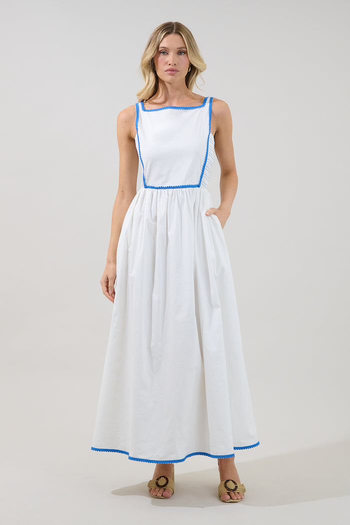 Romance Sleeveless Heart Trim Maxi Dress