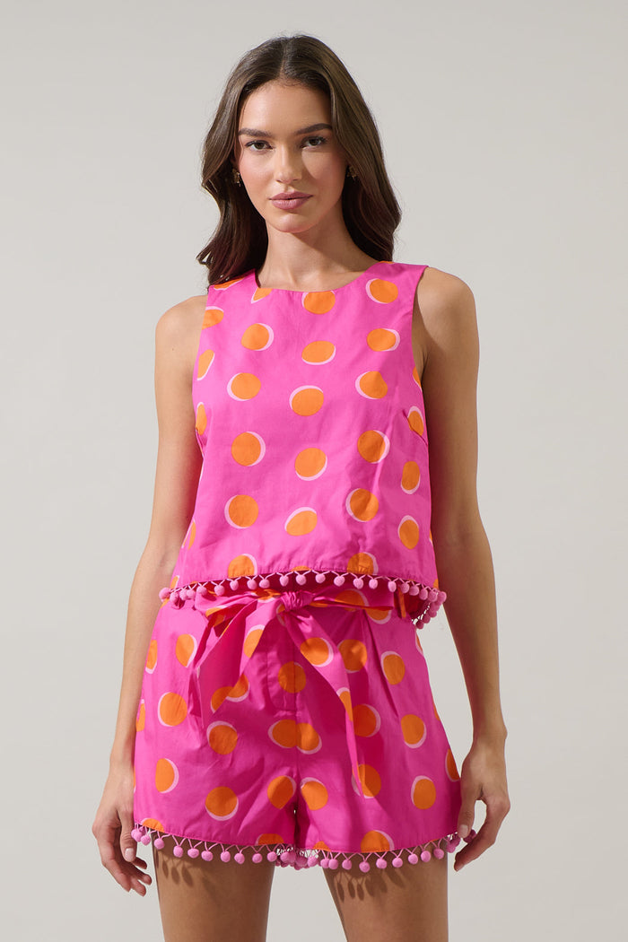 Rosy Polka Dot Taisy Sleeveless Top