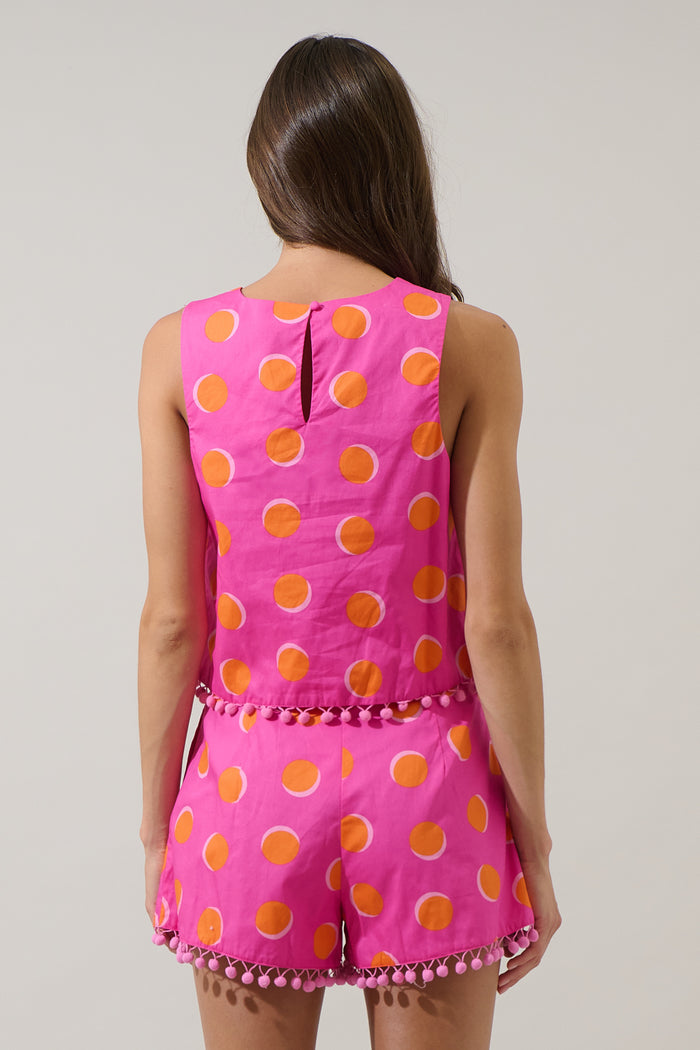 Rosy Polka Dot Taisy Sleeveless Top