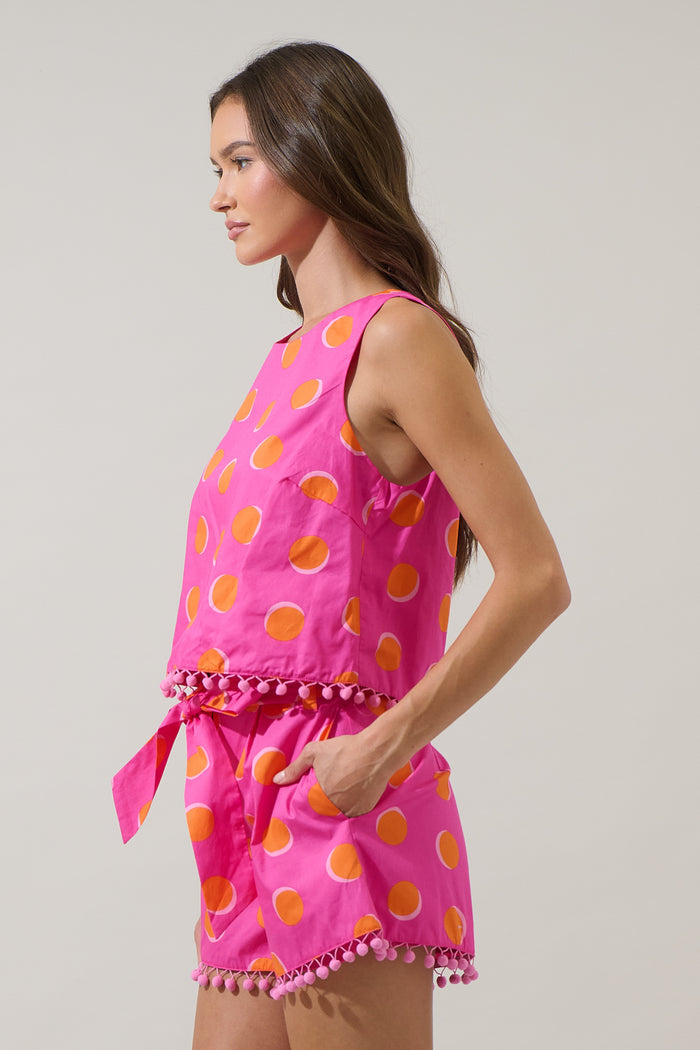 Rosy Polka Dot Taisy Sleeveless Top