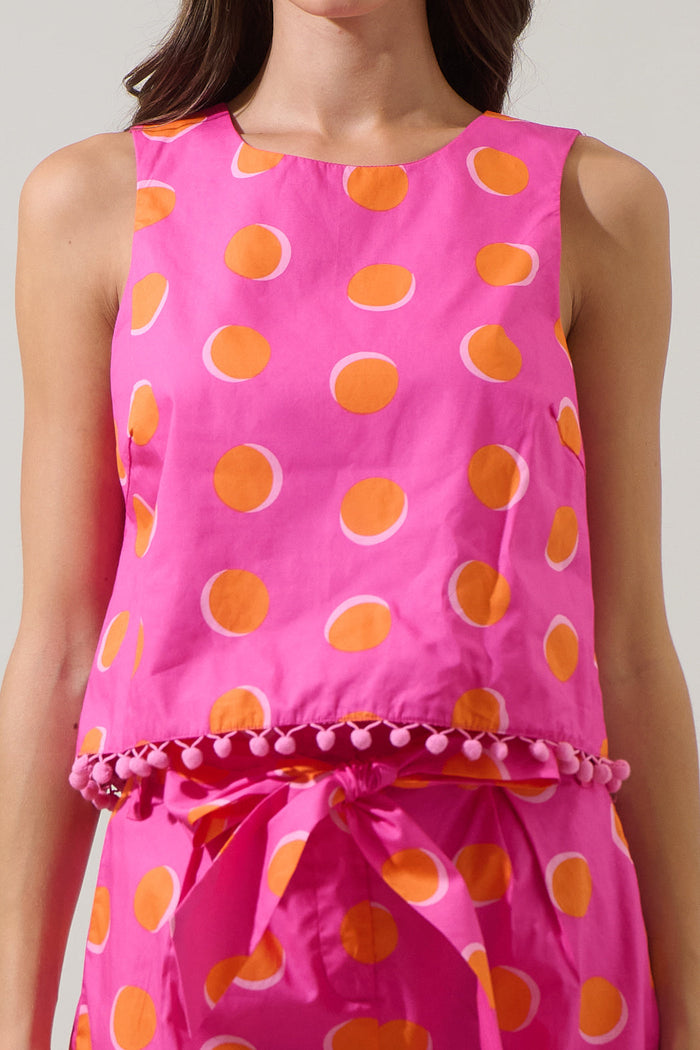 Rosy Polka Dot Taisy Sleeveless Top