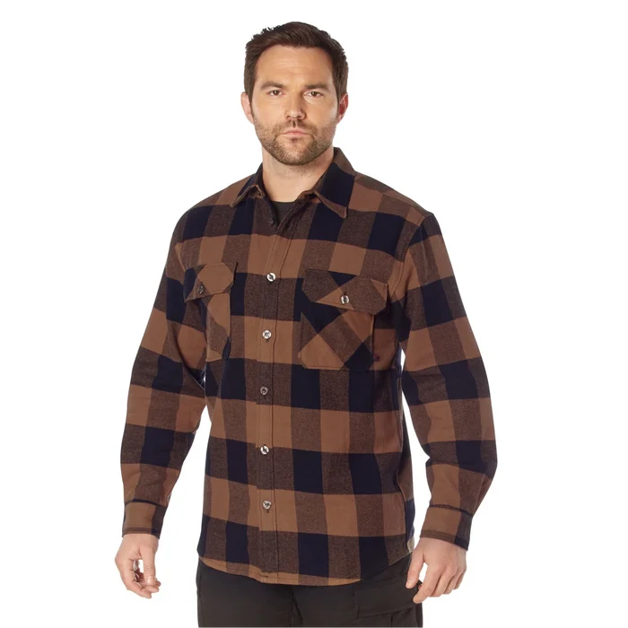 4667-BROWN-Rothco Extra Heavyweight Buffalo Plaid Flannel Shirt A