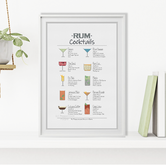 Rum Cocktails Cross Stitch Pattern by Peppermint Purple