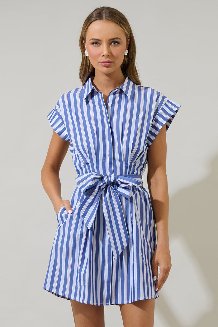 Samera Stripe Button Up Mini Dress