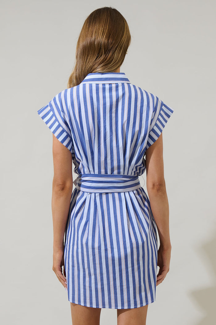 Samera Stripe Button Up Mini Dress