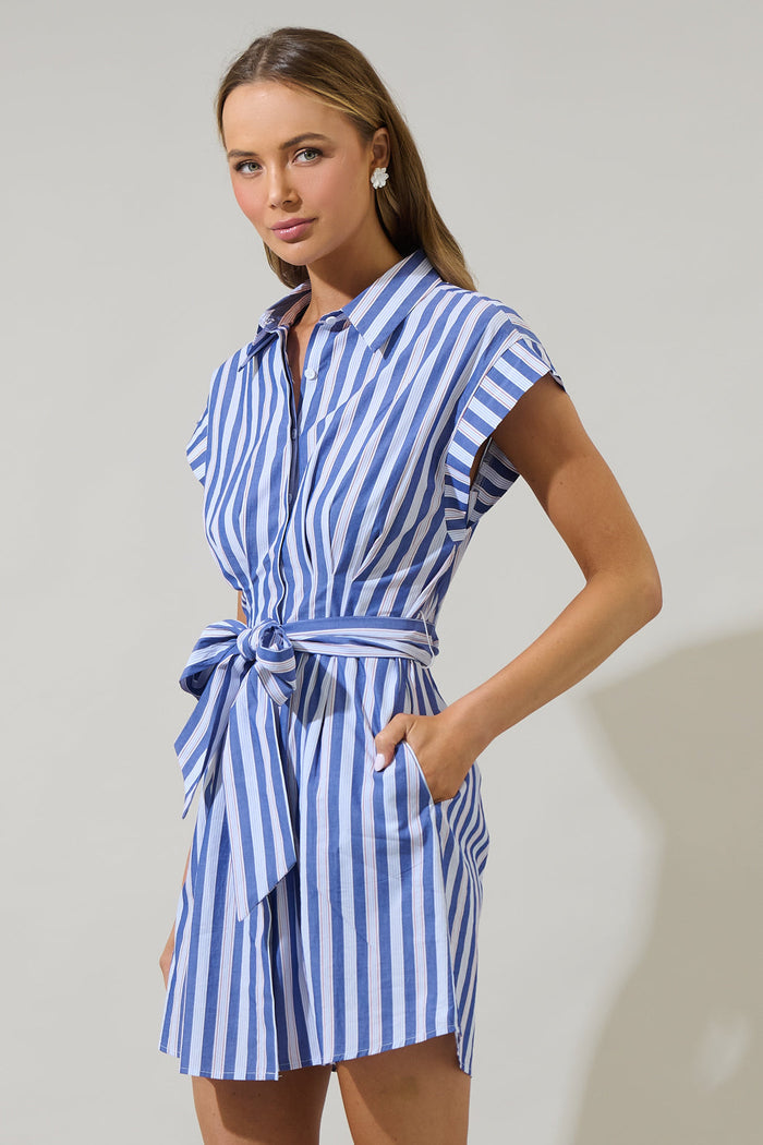 Samera Stripe Button Up Mini Dress