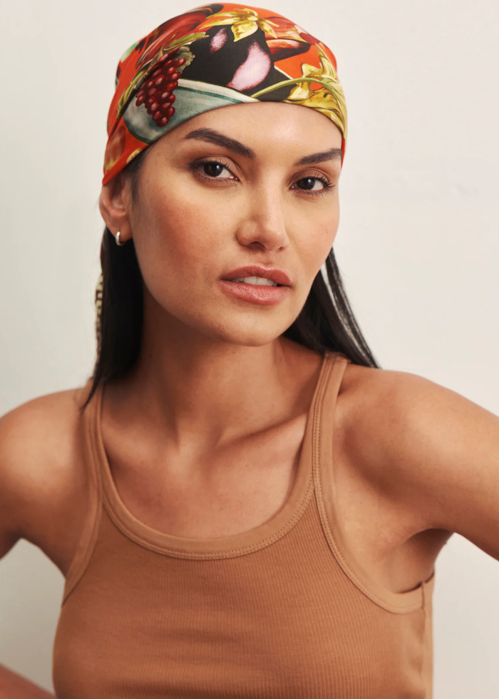 Woman wearing a brown tank top