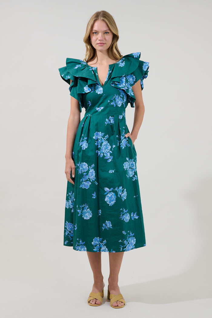 Santana Tie Back Midi Dress Denise Floral