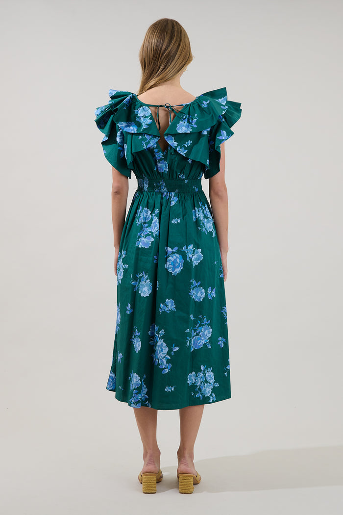 Santana Tie Back Midi Dress Denise Floral