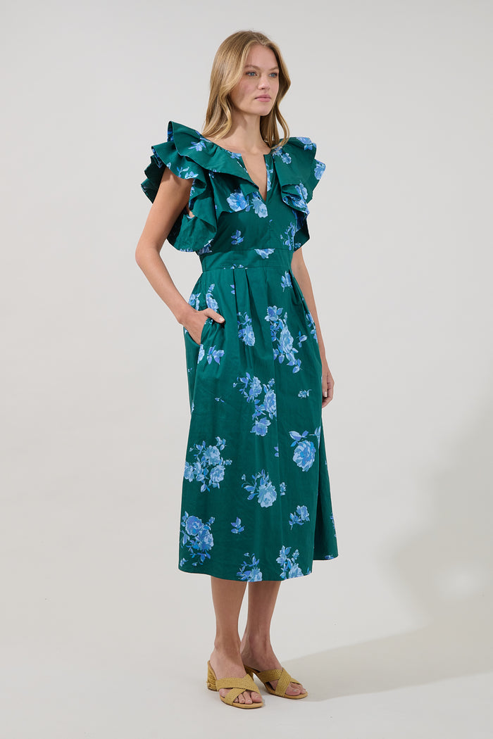 Santana Tie Back Midi Dress Denise Floral