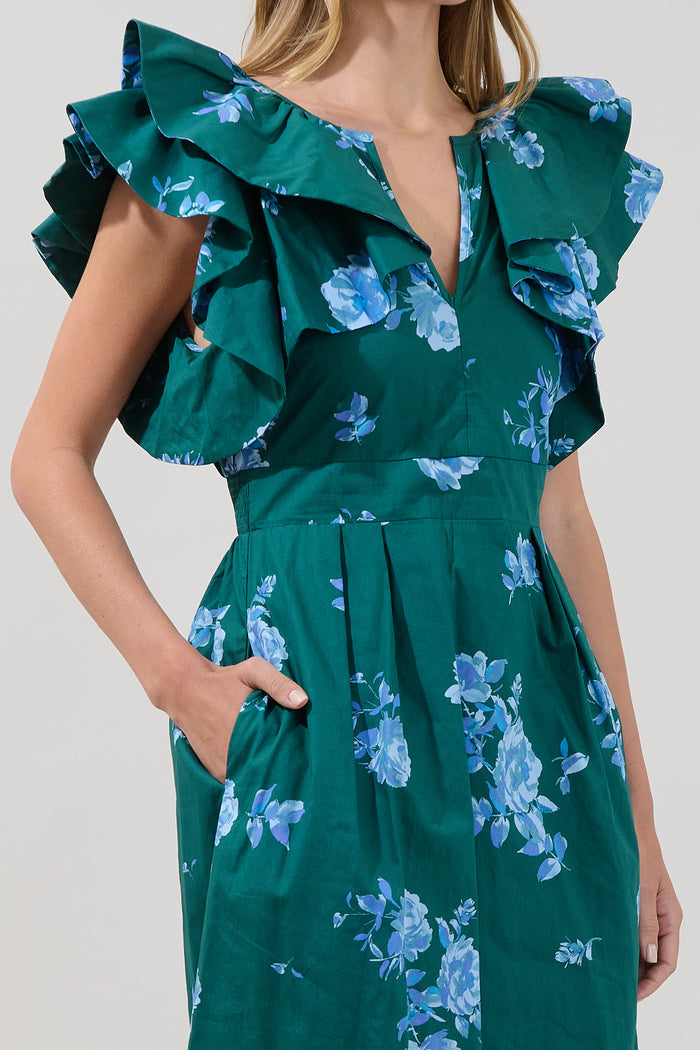 Santana Tie Back Midi Dress Denise Floral