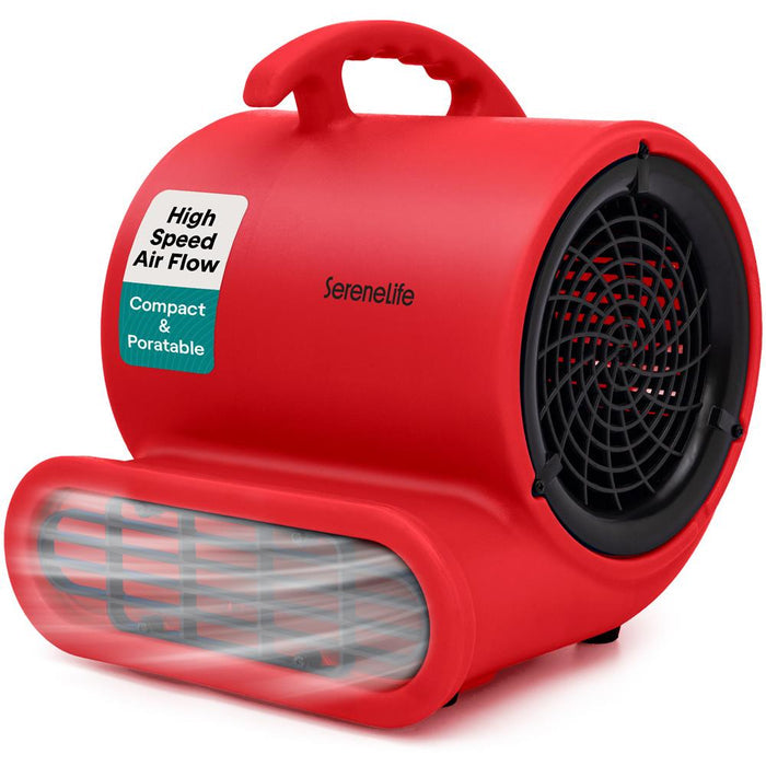 Serenelife Air Mover – High-Speed Blower Fan With 3 Speeds, Adjustable Angle, And Durable Design For Drying, Ventilation, And Air Circulation In Homes, Garages, And Worksites (Red)