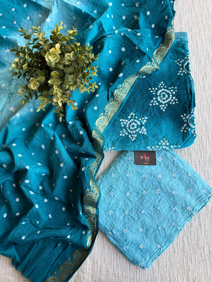 Shaded Bandhej cotton salwar material