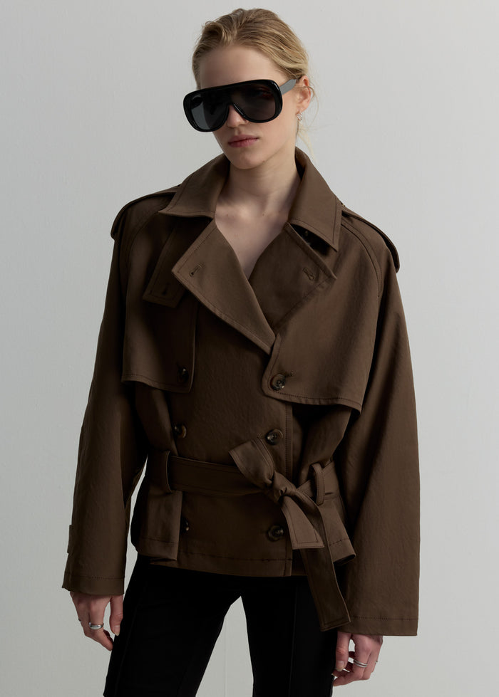 SHORT BELTED TRENCH JACKET