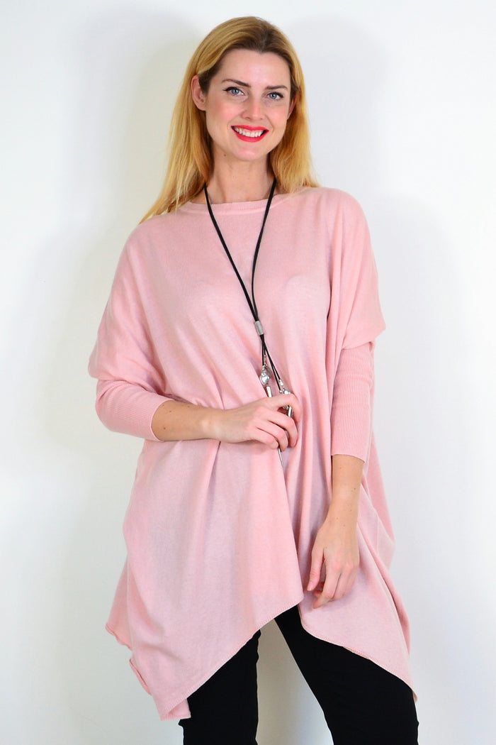 Soft baby pink Boho Australia tunic top with long sleeves and relaxed fit, perfect for comfortable everyday wear.