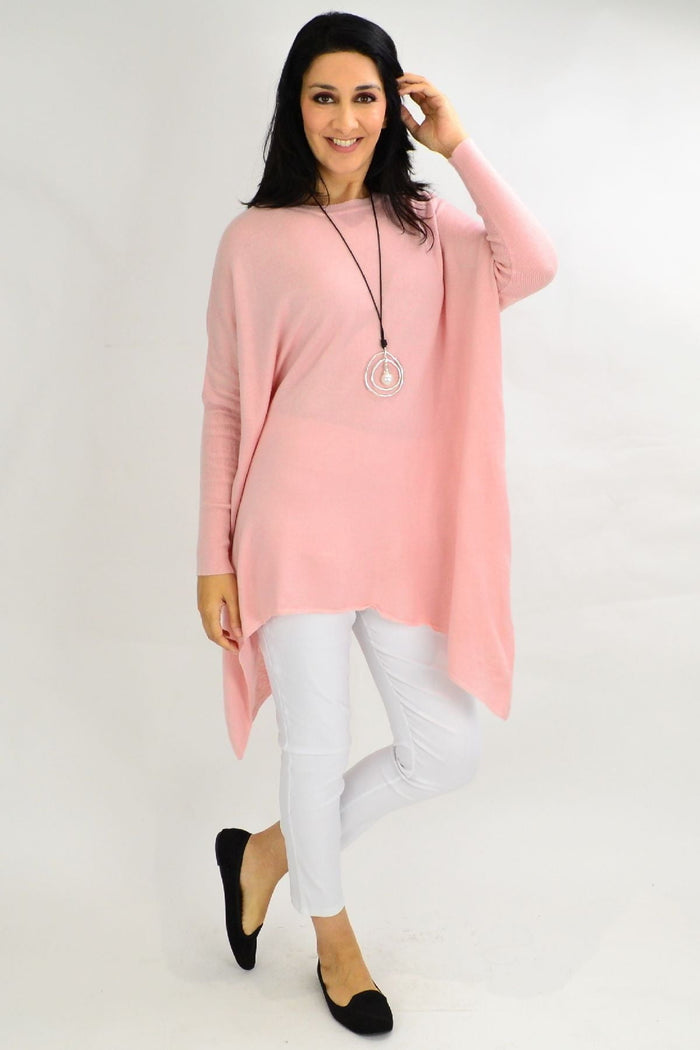 Soft baby pink Boho Australia tunic top with a cozy, relaxed fit, featuring a comfortable neckline and casual style.