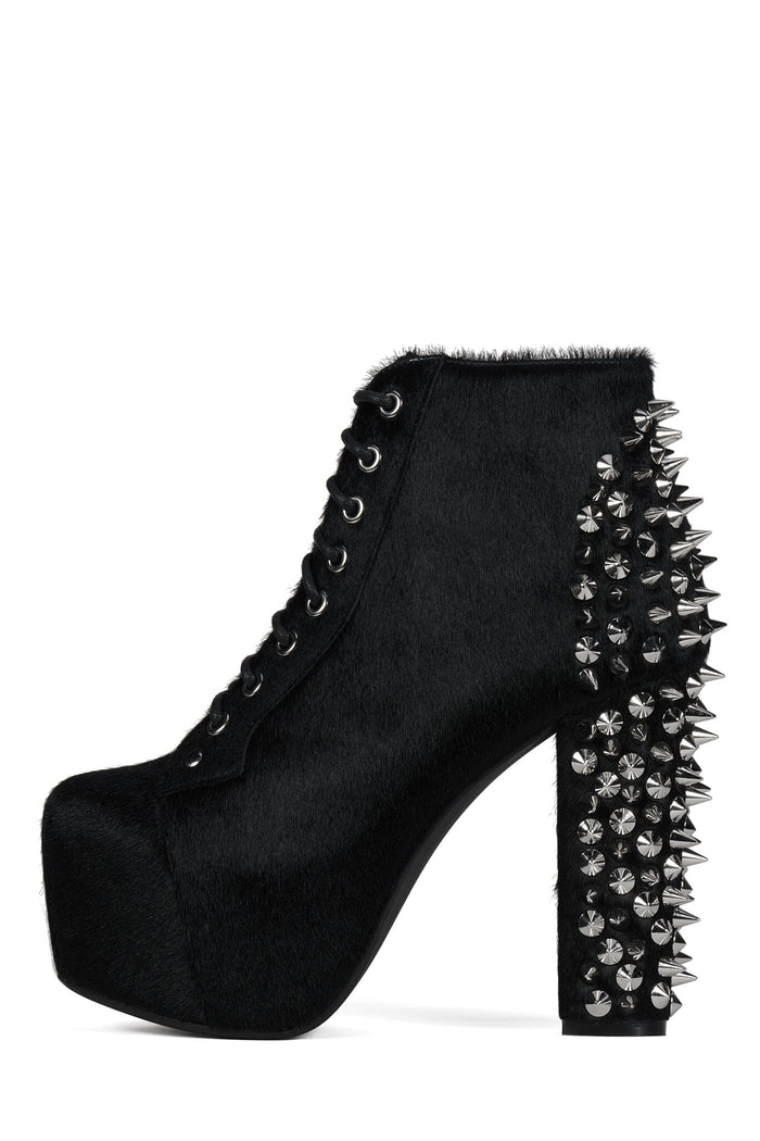 SPIKE-HLCP Platform Boot Black Hair Silver