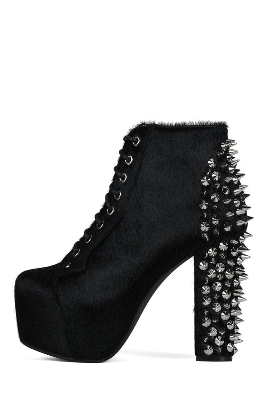 SPIKE-HLCP Platform Boot Black Hair Silver