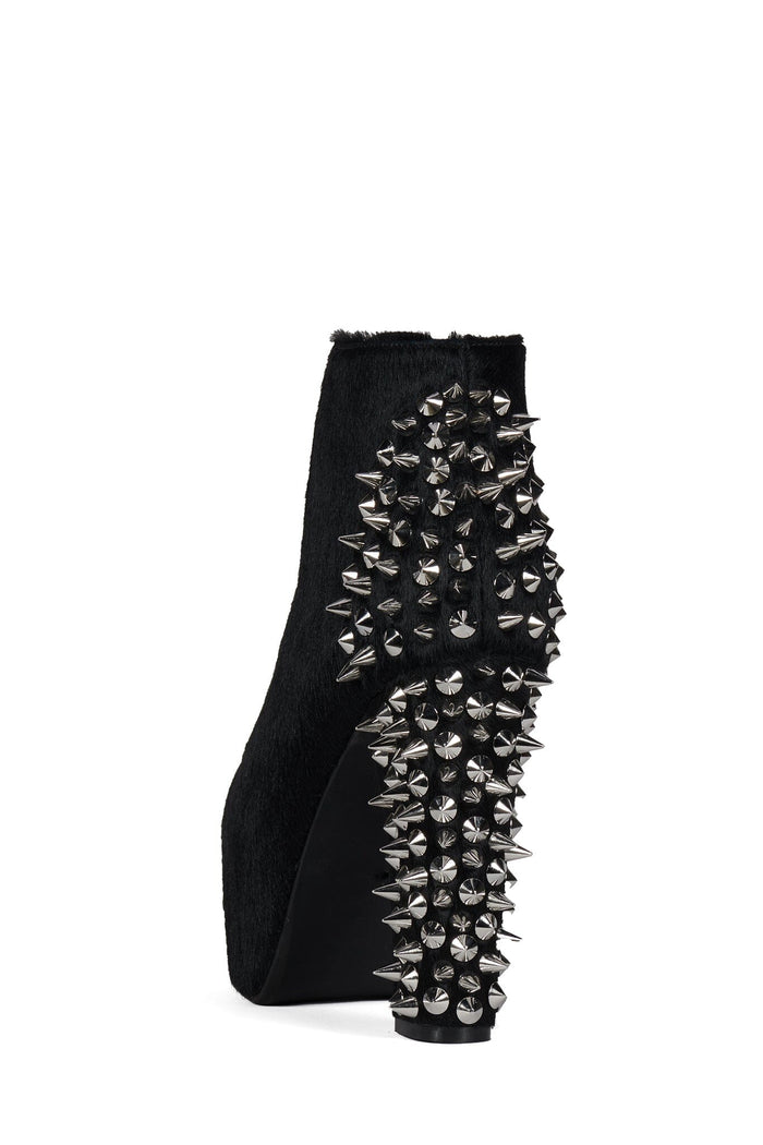 SPIKE-HLCP Platform Boot Black Hair Silver