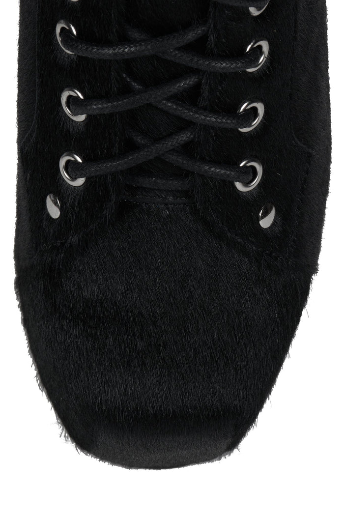 SPIKE-HLCP Platform Boot Black Hair Silver