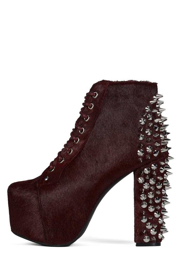 SPIKE-HLCP Platform Boot Wine Hair Silver